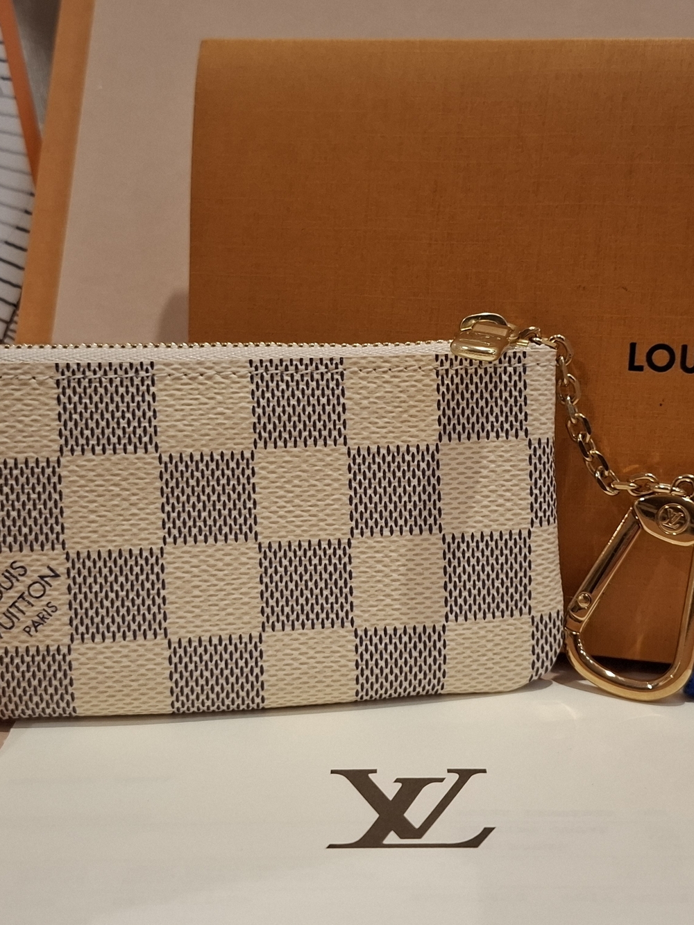 Louis Vuitton Damier Azur Key Pouch in White and Blue